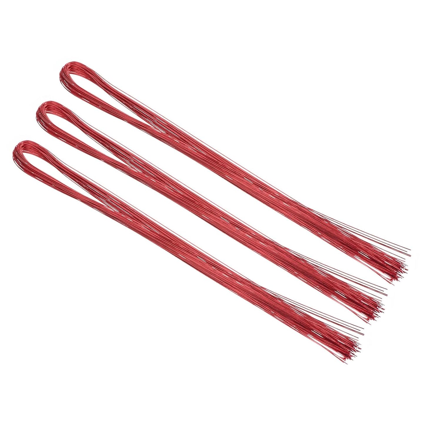 PATIKIL 32 Inch 22 Gauge Floral Stem Wire, 5 Pack/200 Pieces Bouquet Stem Paper Wrapped for DIY Crafts Flower Arrangements, Red