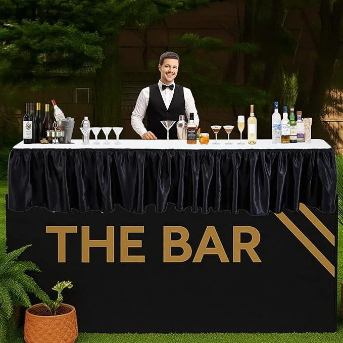 Bar Top Riser Tables Bar Riser with Skirt Mobile Folding Table Foldable Portable Risers for Banquet Events Home Party Picnics Restaurants(Table Not Included)(White,8 ft)