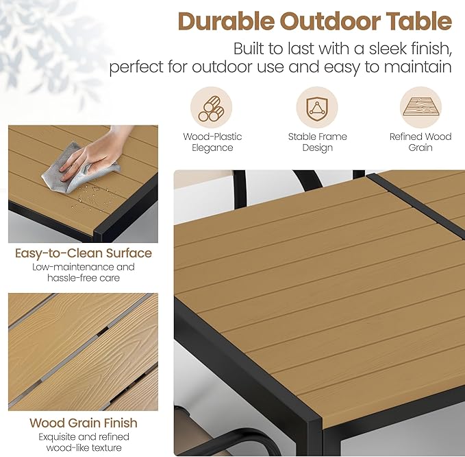 Outdoor Dining Set for 6, 59” Patio Table and Chairs Set with 2 Swivel Chairs, 4 Regular Textilene Chair and 1 Large Table, Modern Patio Furniture Set for Backyard Porch Poolside (Beige)