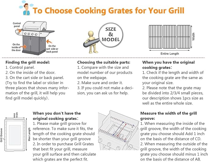 Grill Grates for Charbroil Performance 463448021 463449021 463451022 463450022, Grill Grids for Char-Broil 463455021 463458021, Replacement for G426-0004-W1,G426-0005-W1,Cooking Grates 17 x 28.2''