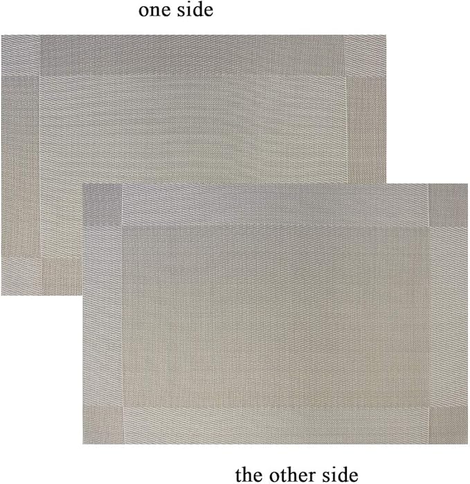 PIGCHCY Placemats Heat-Resistant Non-Slip Washable Easy to Clean Woven Vinyl Placemats for Dining Table(Set of 4, Grey)