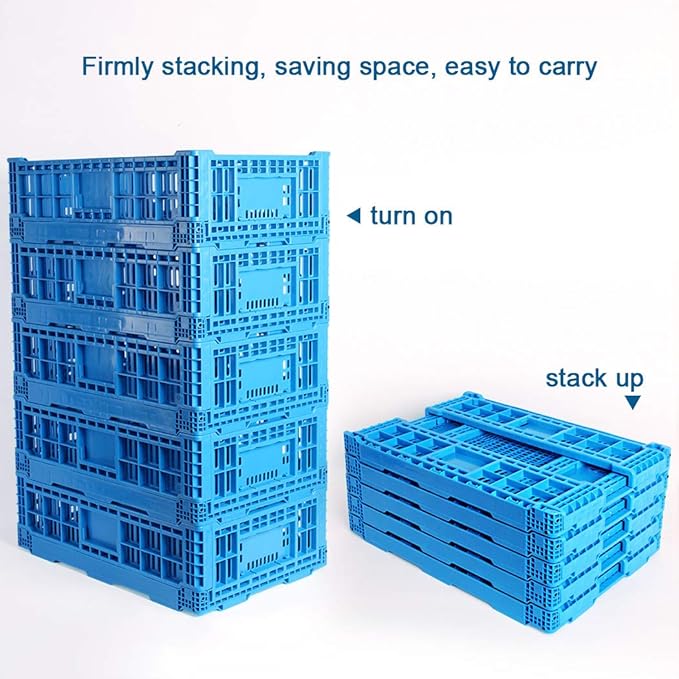 Collapsible Storage Bin Containe，43 Liter Transfer box,crate Transit storage of various items (23.6" L x 15.7" W x 7.1" H)