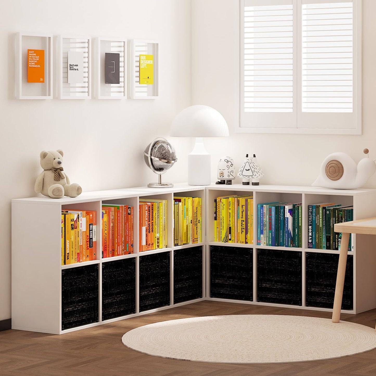 Wooden 8 Cube Storage Organizer with Closed Back Panel,White Shelf Heavy Duty Cubby Storage Organizer with Compartments for Living,Display Shelf,Bookshelf (White, 8-Cube)