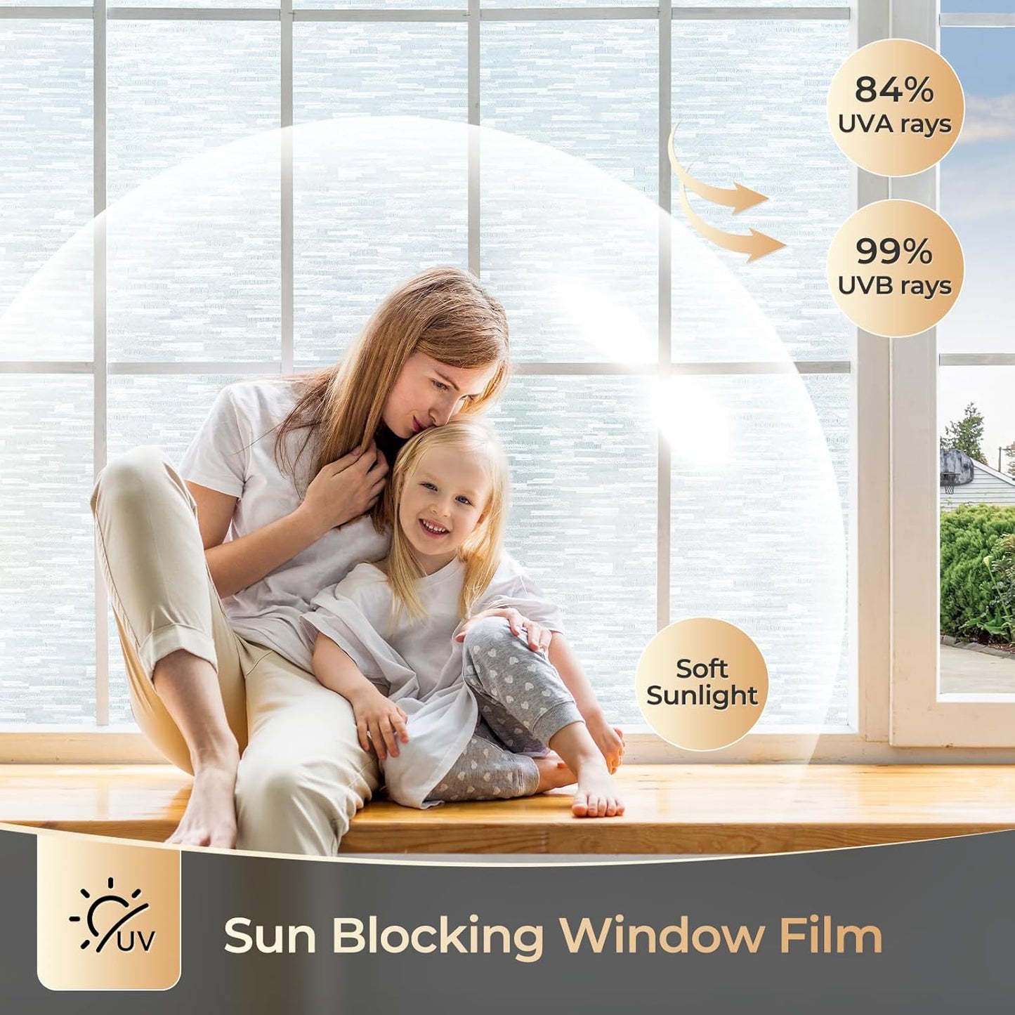 rabbitgoo Window Privacy Film, Frosted Glass Window Film Static Cling Covering, Non Adhesive Privacy Clings Vinyl, Removable Frosting Sticker for Home Decoration, White, 23.6 x 78.7 Inches