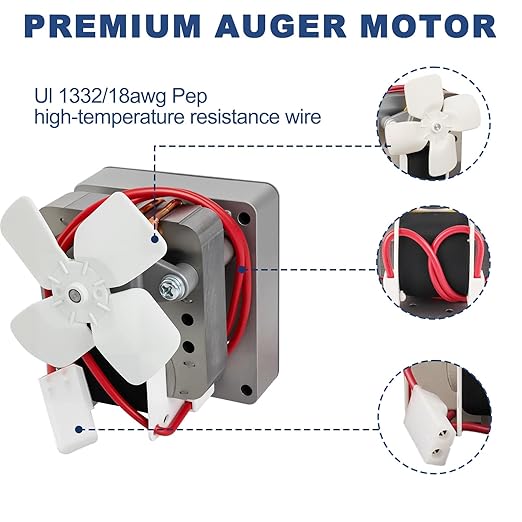 2.0 RPM Auger Motor Replacement Parts, Upgraded Barbecue Auger Motor Replacement 120V 60Hz 2 Pole, Compatible with Traeger, Pit Boss, and Camp Chef, Wood Pellet Grill Smokers