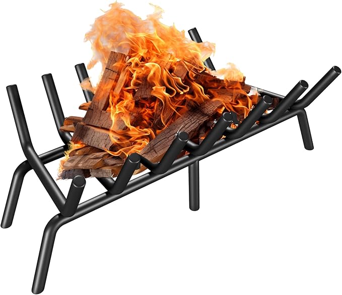 Fireplace Grate 27 Inch, Firewood Log Holder Rack, Heavy Duty Fire Wood Stove Grates for Indoor Outdoor Camping Chimney Hearth Burning Fireplace Accessories Tools