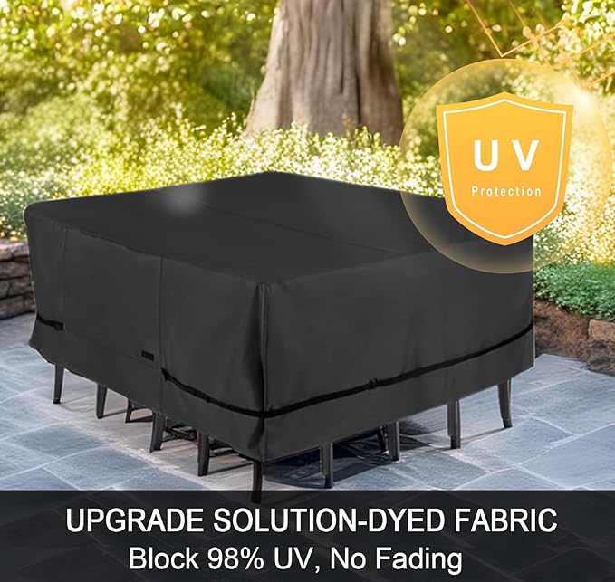 NettyPro Patio Table Cover Square 54 x 54 Inch, Waterproof Outdoor Furniture Dining Set Covers for Table and Chair, Black