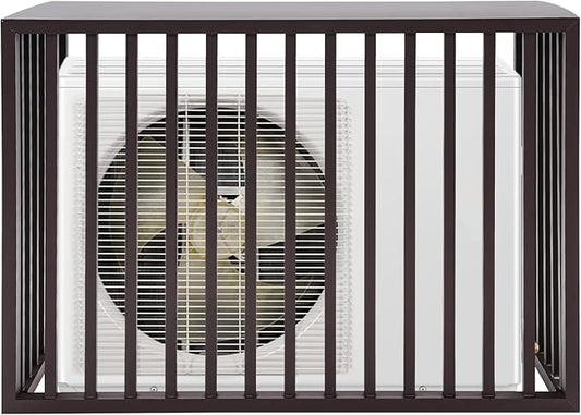Air Conditioner Fence with Top Cover, 4 Panels 39.4 "L x 19.7 "W x 27.6" H Privacy Fence Panels for Outside, Freestanding Metal Trash Can Hider Outdoor, No-Dig Air Conditioner Sun Blocker Kit (Brown)