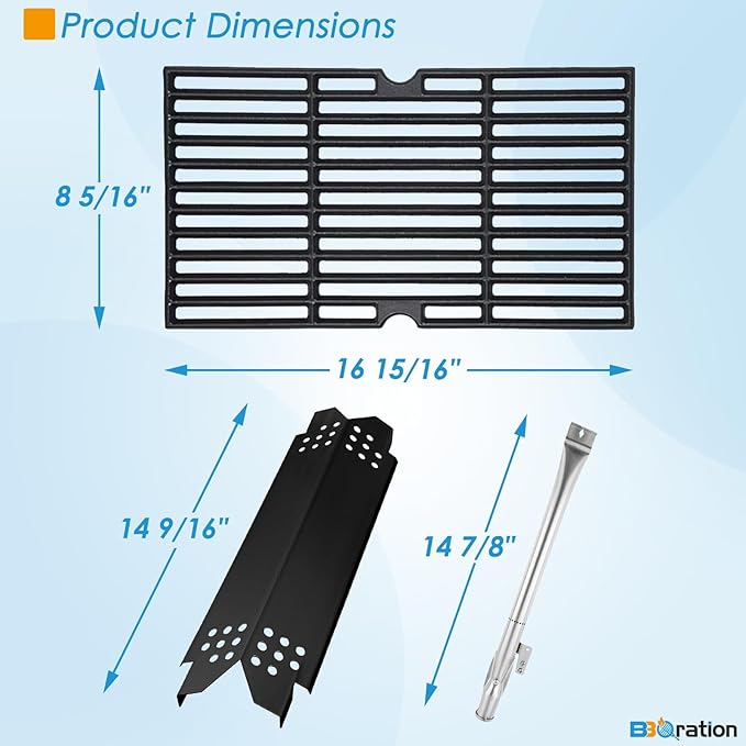 Replacement Parts Kit for Nexgrill 2-Burner 720-0864 720-0864M, Grill Parts Kit for Megamaster 720-0864MA, Grill Grate Kit for Nexgrill Replacement Parts