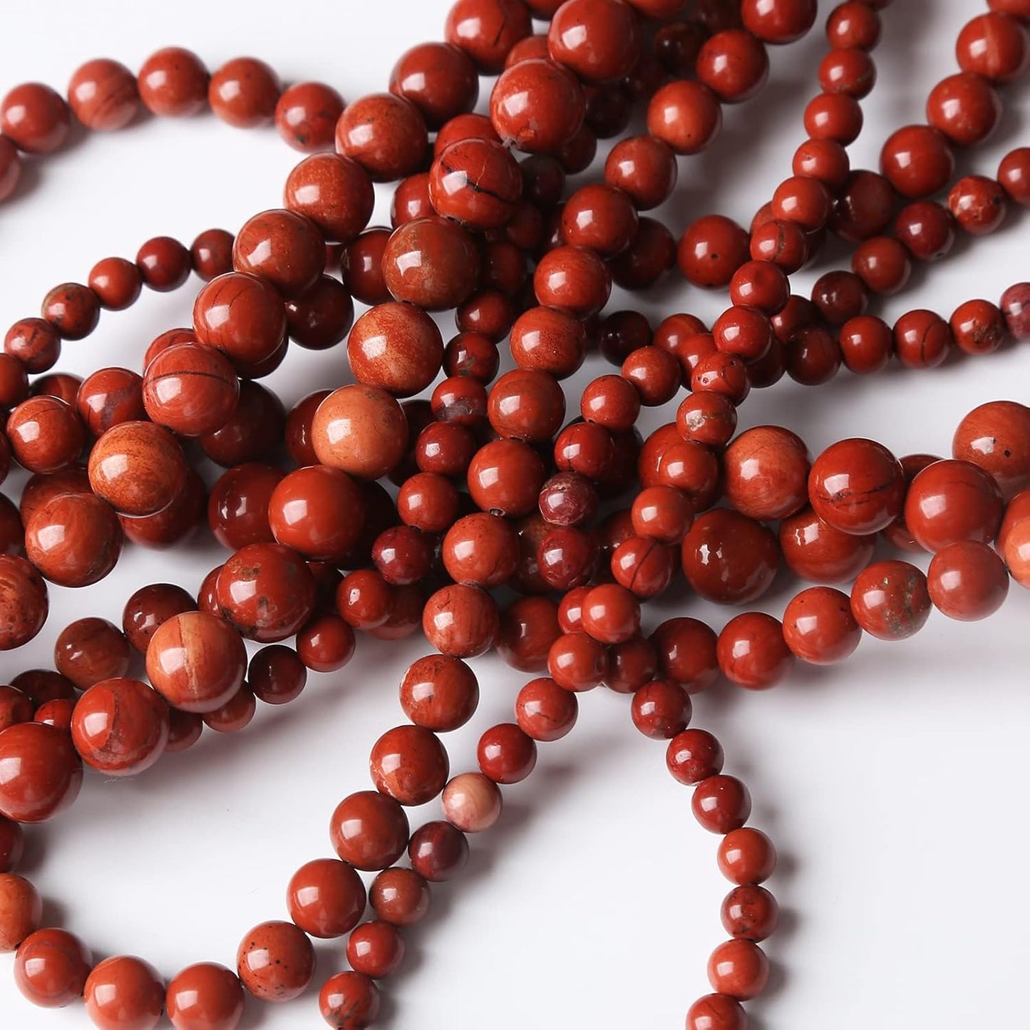 90PCS 4MM Red Jasper Beads Round Loose Stone Beads for Jewelry Making DIY Energy Stone Healing Power Bracelet 15"