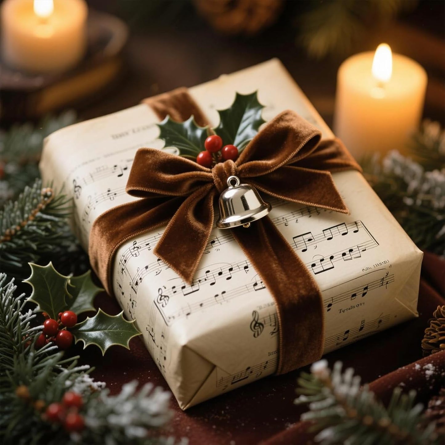 LaRibbons Thin Velvet Ribbon 1 Inch x 25 Yards, Copper Velvet Ribbon for Christmas Tree, Gift Wrapping, Wreath Bow, Outdoor Decoration