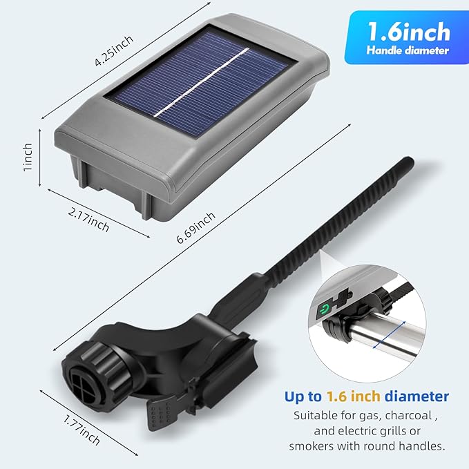 Solar Grill Light for Blackstone Griddle & Weber Grill, USB-C Solar Rechargeable 360° Rotation Automatic On/Off BBQ Light for Blackstone Griddle Accessories,Perfect BBQ Present for Men Women Him Her