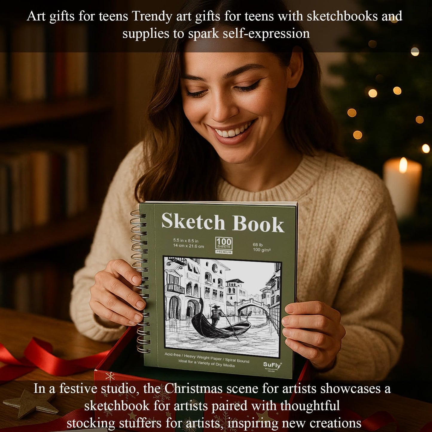 Sketch Book 5.5 X 8.5 inch, Artist Sketch Pad (Pack of 3), 300 Sheets (68lb/100gsm) Spiral Bound Sketchbook, 100 Sheets Each, Acid Free Drawing Paper, Suitable for Adults & Teens