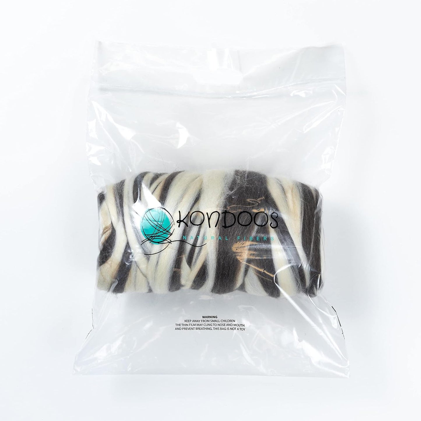 Natural Wool Bulk roving, 1 lb. Best Wool for Spinning, arm Knitting, Felting, Chunky Blankets and Tapestry. Natural Colors, un-Dyed. (Zebra(Ecru/Mocha), 1 lb)