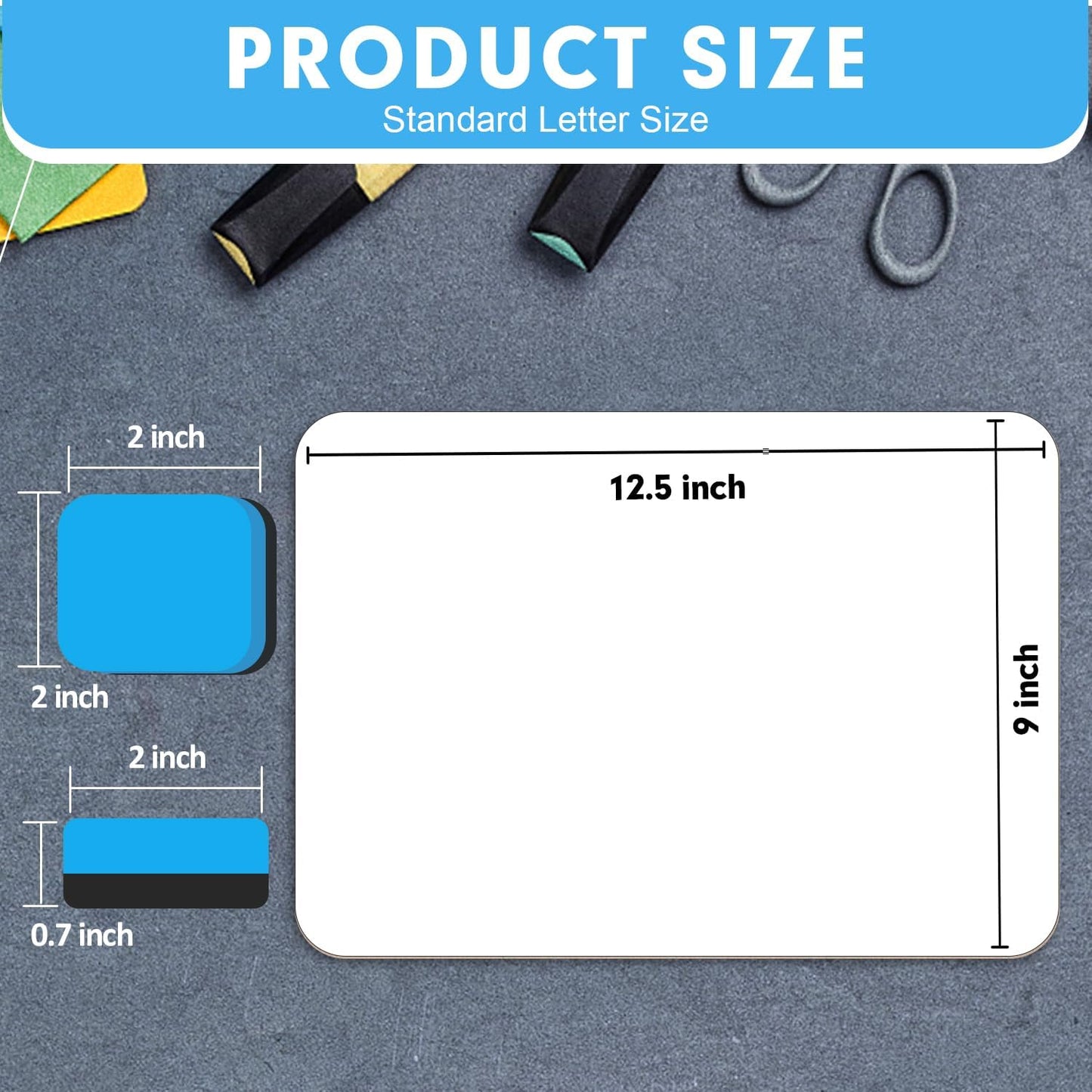 Dry Erase LapBoards, PANDRI 16 Pack Double Sided 12.5 x 9 Inch Whiteboards with 16 Erasers, Dry Erase Boards for Office Students Classroom Teacher Supplies
