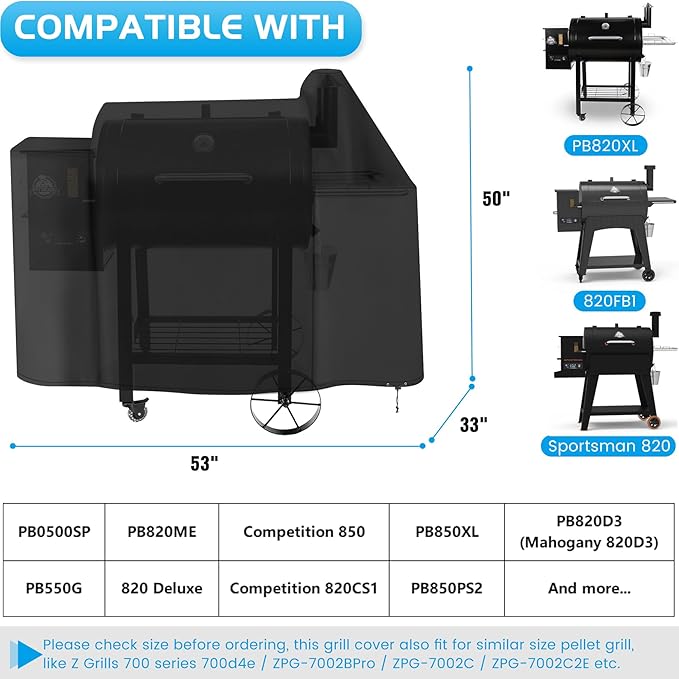 Grill Cover for Pit Boss Pro Series 850 820 Smoker Accessory 73041 Pitboss 820D 820FB 820D3 820SC 820PS1 Competition Sportsman Wood Pellet Grill Parts for Z Grill 700 Series