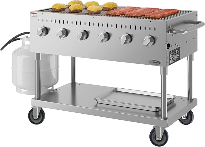48 in. Commercial Mobile Outdoor Grill Stainless Steel, ETL Listed in Stainless-Steel (KM-CGM-48)