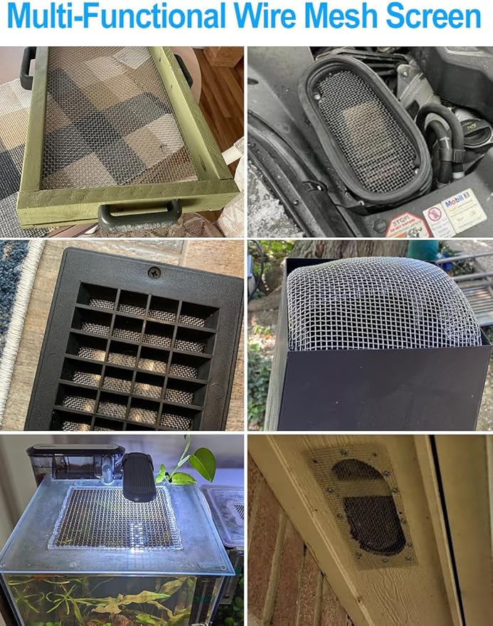 2Pack 5Mesh 10'' x 14'' Wire Mesh Screen, 304 Stainless Steel Anti-Rusted Mesh Screen, Sturdy Wire Diamaeter 0.7mm, Easy to Cut, Woven Sturdy Metal Mesh Sheets for Air Vent, DIY Project, Drainage