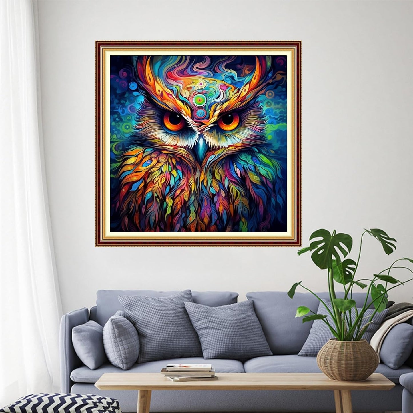 Funchey Stamped Cross Stitch Kits, DIY Cross Stitch Pattern for Adults Beginners Needlepoint Kits Embroidery Kit Arts and Crafts 11CT-Magic Owl 18x18 inch