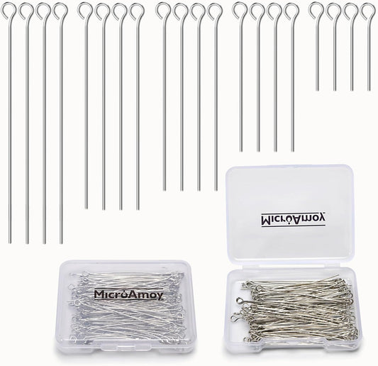 260pcs Silver Filled Eye Pins Non Tarnish Craft Earring Bracelet Jewelry Making Accessories Supplies (20mm (0.78in, Silver-Eye Pin)