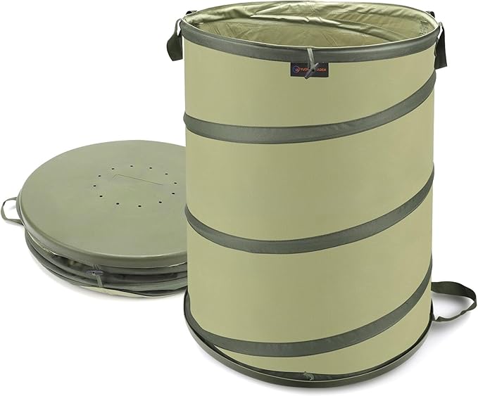 YUDI & GARDEN 45 Gallon Hard Bottom Collapsible Garden Bag, Collapsible Trash Can, Camping Trash Can, for Collecting Weeds or Leaf or Party and Yard Waste