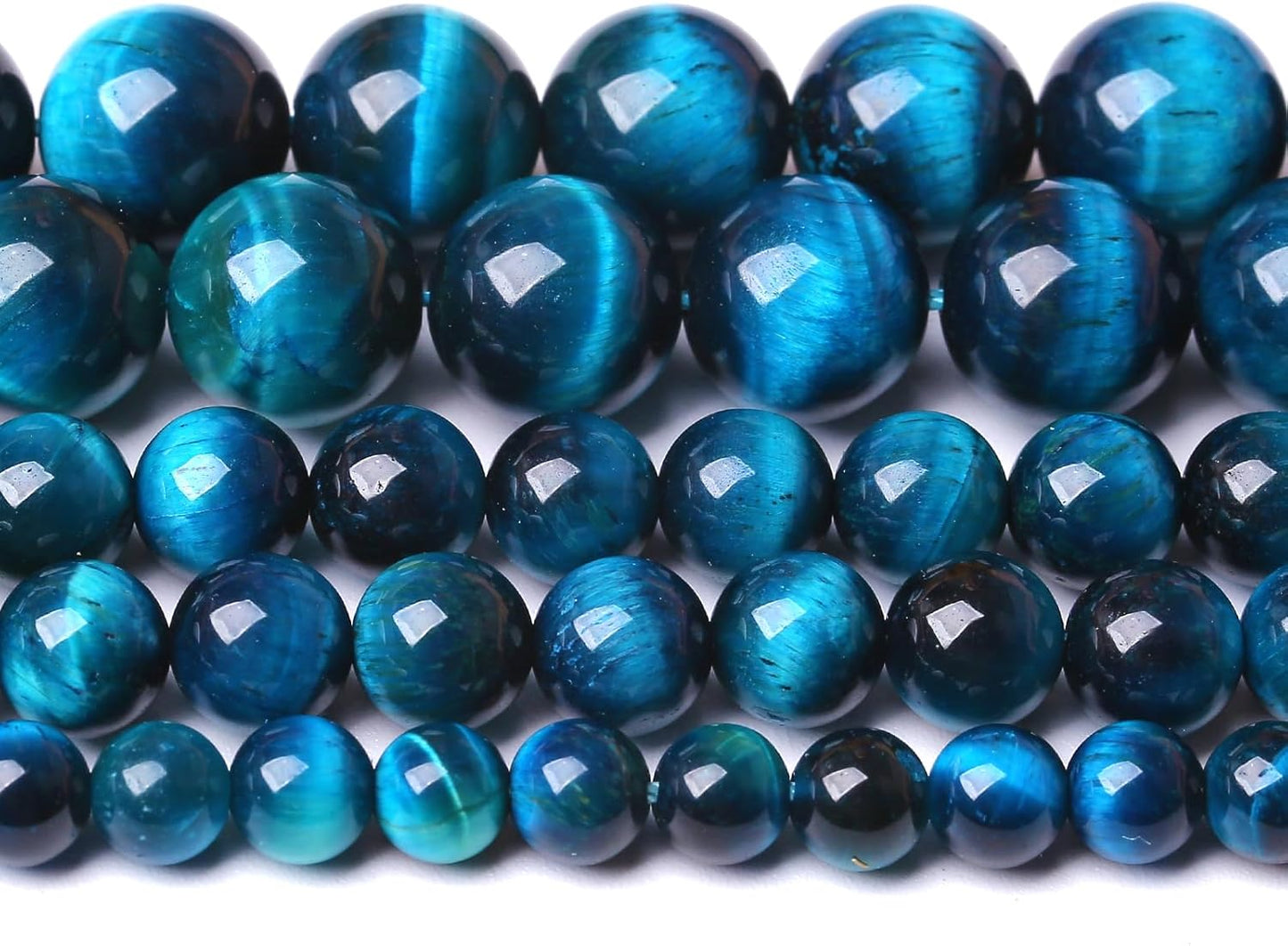 4MM 180pcs Natural Royal Blue Tiger Eye Stone Energy Healing Beads Round Loose Beads for Jewelry Making Bracelet 2 Strands 32"