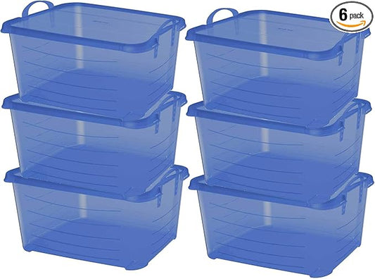 Life Story 6 Pack Light Duty Stackable Storage Bin, 55 Quart Home Organizer, Versatile Lightweight Locking Bins with Carrying Handles, Blue