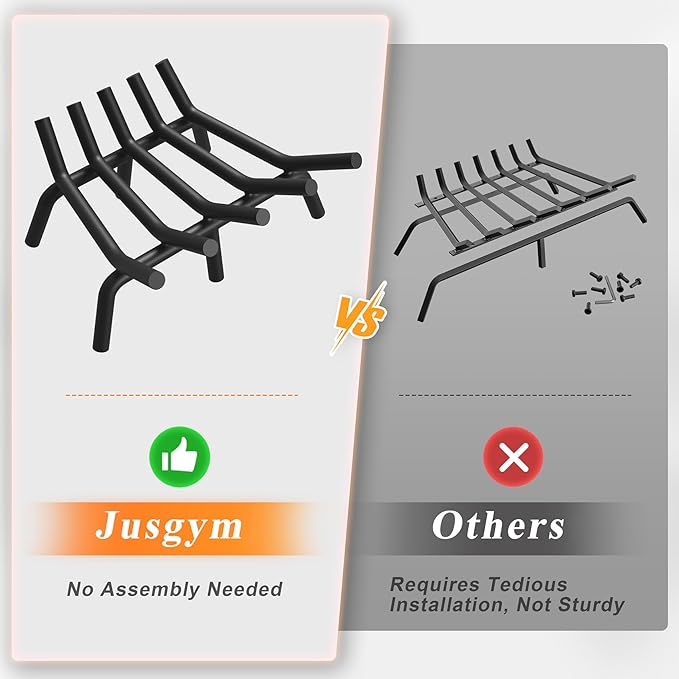 Fireplace Grate 17 Inch with 6 Support Legs, Round Solid Steel Heavy Duty Fireplace Log Holder, Fireplace Log Grate for Indoor Fireplace & Outdoor Firepit
