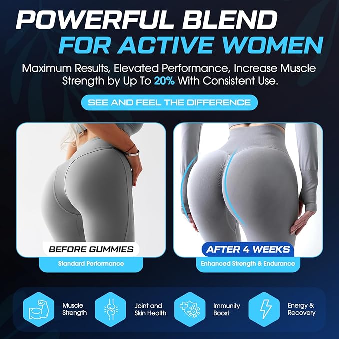 CNFDHI Creatine Monohydrate Gummies for Women, Booty Builder Supplement with Collagen & BCAA, L-Taurine, L Carnitine, Creatine Gummies Supports Glute Growth & Reduces Cellulite Appearance, 120 Count