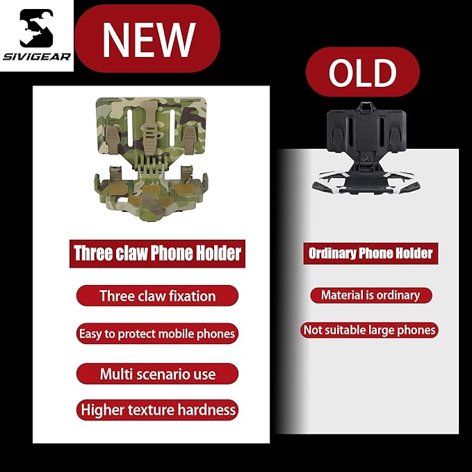 Tactical Phone Holder Available in Full Size Plate Carrier Phone Mount Adjust Nylon Molle Phones Holder for Tactical,Car,Office (CP)