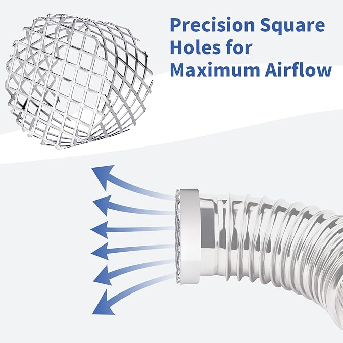 4" PVC Termination Vent Mesh Cap, 304 Stainless Steel Dryer Vent Screen Outdoor, PVC Roof Vent Cap, High Airflow Built-in Grill, 3.75" to 3.85" Conical Net, for 4in Dryer Vent Hose, Exhaust Vent Mesh
