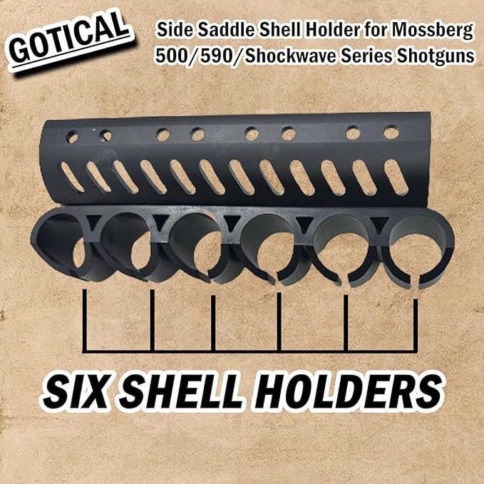 Gotical – Quick Detach Saddle Side 12 Gauge 6 Round Shell Holder Carrier Plate Carrier Kit Mossberg 500/590 Side Saddle & Durable