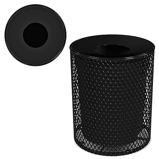 Leisure Craft Heavy-Duty 32 Gallon Receptacle, Portable, Liner Included, Made with Heavy-Gauge Metal and a Durable Thermoplastic Coating, Commercial Outdoor Park Receptacle, Made in The USA