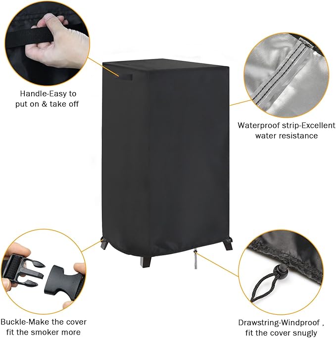 Smoker Cover for Royal Gourmet SE2805 28-Inch Analog Electric Smoker, Waterproof Outdoor BBQ Electric Smoker Cover - 21" L x 20" W x 33" H