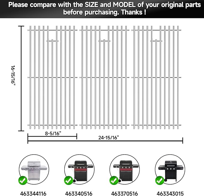 16 15/16 Inch Cooking Grates for Charbroil Advantage 463343015, 463344015, 463344116, G421-0008-W1 Advantage 3 Burner Gas 2 Coal Parts 463340516, Tru Infrared 463336016 Replacement Parts
