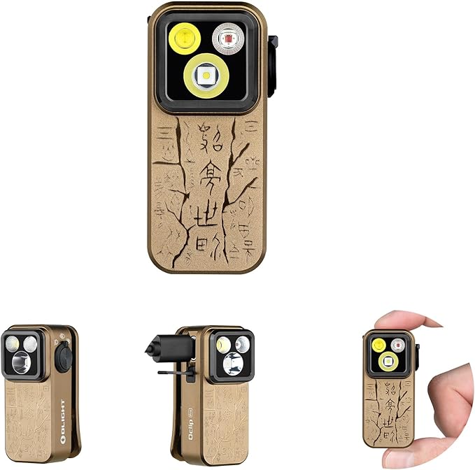 OLIGHT Oclip Pro EDC Flashlight Clip-on Light, Rechargeable 500 Lumens with Three Lighting Solutions Type-C Charging, Magnetic Flash Lights for Outdoor or Indoor Use(Ancient Script)