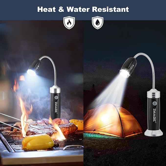 Magnetic Ultra-Bright Barbecue Grill Light with Super Bright LED Lights, Grilling Gifts for Men Dad, Flexible Gooseneck BBQ Light, Traeger Pit Boss Smoker Electric Grill Accessories-1 Pair (Black)