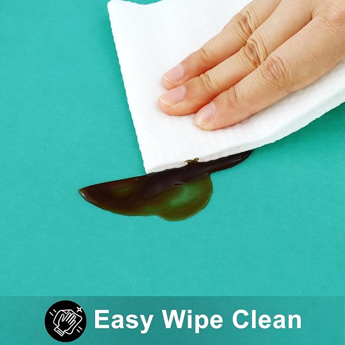 Smiry Round Table Cloth 60 Inch, Waterproof Wipeable Vinyl Tablecloths Protector, Oil Spill Proof Plastic Table Cover for Dining, Picnic, Camping, Outdoor, Teal