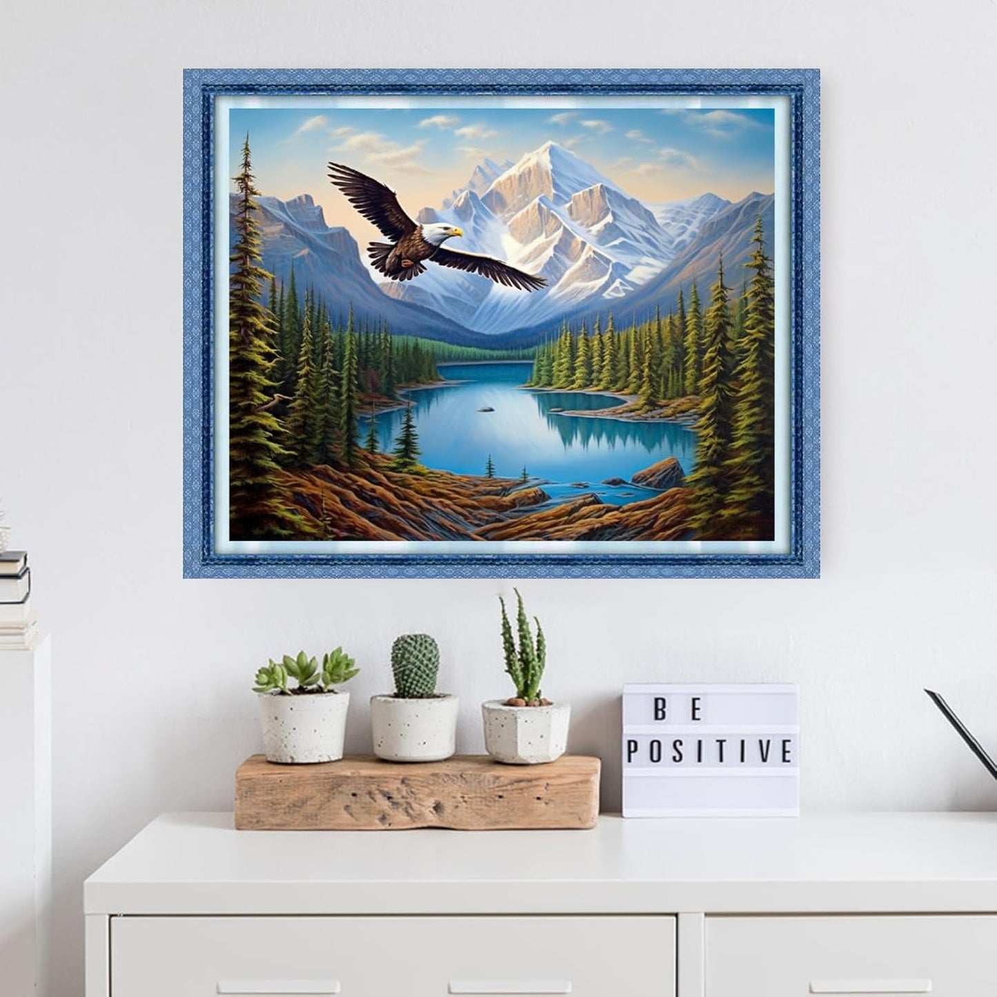 Dooxvey Cross Stitch Kits for Adults Beginners,Full Range of Cross-Stitch Stamped Kits Needlepoint Kits for Beginners Embroidery Kits 11CT Cross Stitch Patterns-Mountain Flying Eagles 16x20 inch