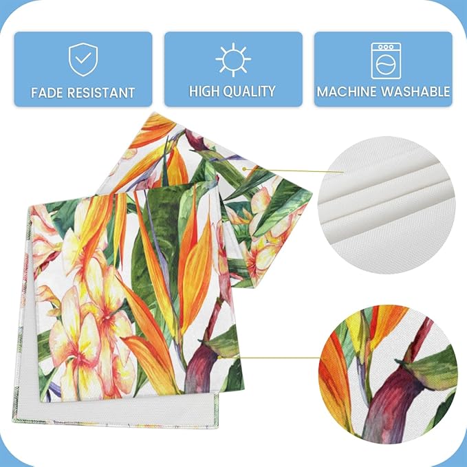 Tropical Exotic Flowers Bird Paradise Table Runner Kitchen Dining Table Runner 13*48in Table Center Decor for Indoor Outdoor Home Holiday Party