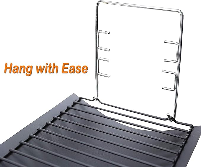 MixRBBQ 27 inch Ash pan for Chargriller 1224 1324 2121 2222 2727 2828 2929 Charcoal Grill, Fire Grate Replacement Part with 2pcs Fire Grate Hanger, Porcelain-coated Steel 27" Drip Pan