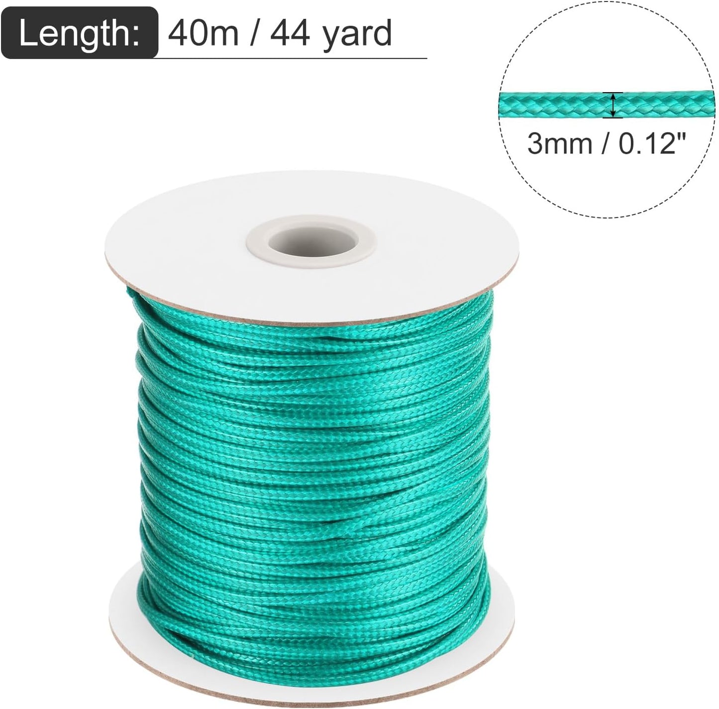 MECCANIXITY Waxed Cord 3mm Waxed Polyester Cord 44 Yard Wax String for Bracelet Making, Necklaces, Beading, Jewelry Making and DIY Crafts(Blue-Green)