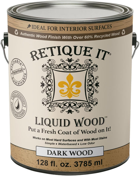 Retique It New and Improved Formula Liquid Wood Coatings - Stainable Primer - Paint It Then Stain it (Dark Wood, X-Large)