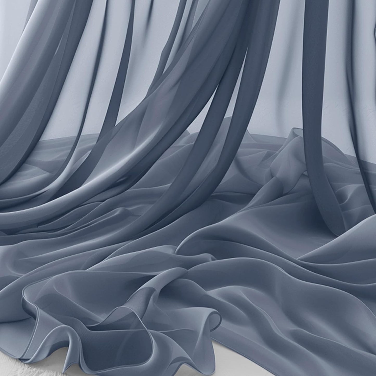 Horbaunal Dusty Blue Chiffon Fabric by The Yard, 1 Yard Continuous Sheer Fabric 59" Wide Soft Draping Fabric for Wedding Arch Draping Party Backdrop DIY Sewing