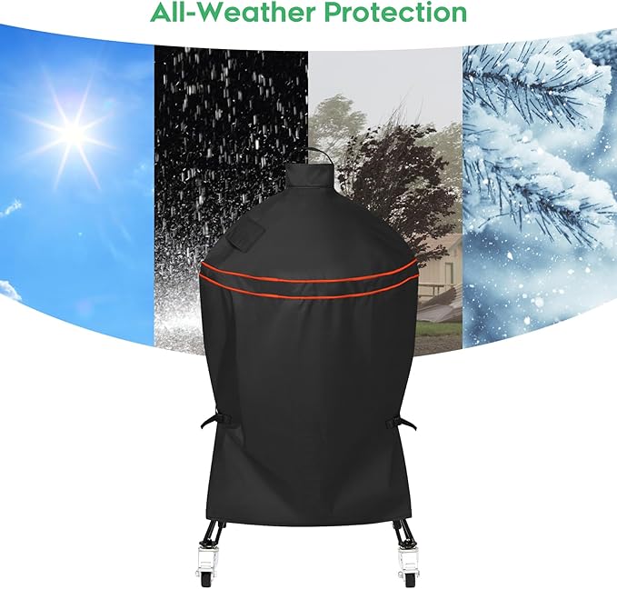Heavy-Duty 600D Grill Cover fit for Kamado Joe 18-inch Classic Joe Series I II III Ceramic Charcoal Grill and Other Round 18-inch Charcoal Grill with Similar Sizes, 33" Dia x 48" H