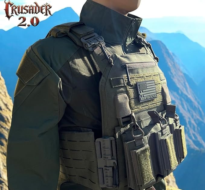Redemption Crusader 2.0 Molle Quick Release Buckles Airsoft Vest With Adjustable Size Sides And Triple Pouch