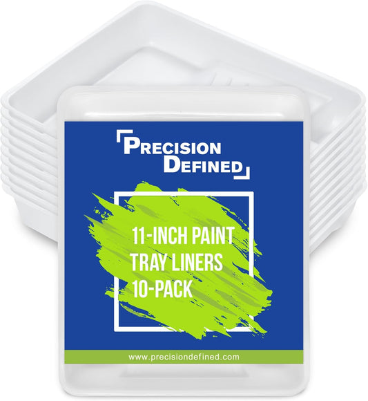 Precision Defined Paint Trays, Paint Roller Trays Liner, Plastic Paint Pan for Roller Brushes, Painting Tray for Painting with Deep Paint Pocket (Paint Tray Liner (10-Pack), 11-inch)
