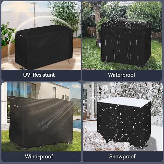 Outdoor Bar Table Set Cover, Heavy Duty Waterproof Outdoor Wicker Patio Bar Height Bistro Furniture Set Cover for 4 Person-Patio Table and Chairs Set - 48"L x 38"W x 41"H