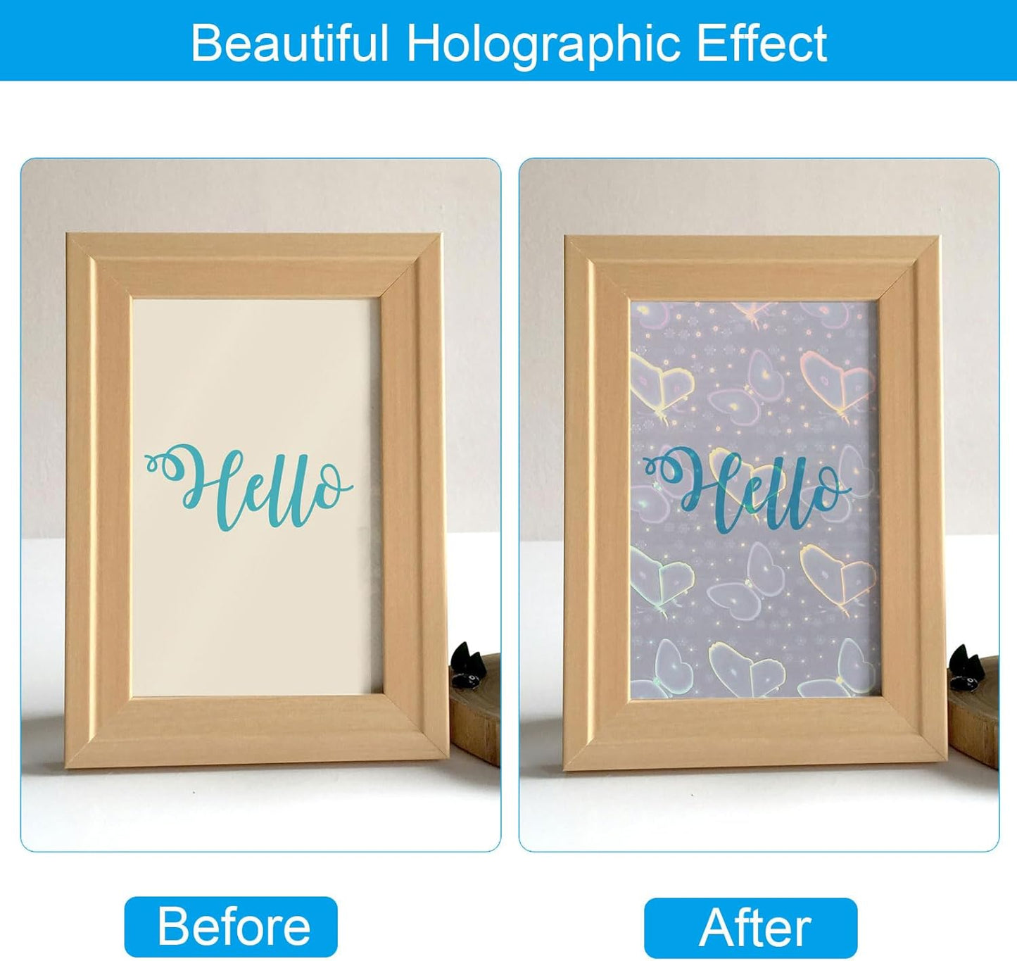 PATIKIL 8.3x5.8" Holographic Sticker Paper, 20Sheets A5 Polypropylene Self-Adhesive Transparent Waterproof Laminate Overlay Film for Photo Cards Scrapbook Decorations, Butterfly