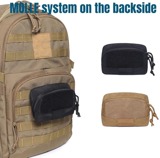 Tactical Modular Pocket Pouch Molle Small Tool Belt Hook Elastic Loops Plate Carrier Military Hunting Vest Mini Bag Outdoor (Black)